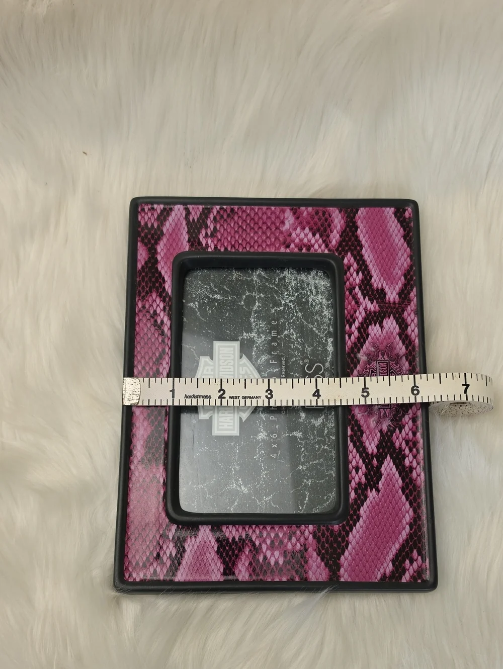 HARLEY DAVIDSON RUSS Pink Python‎ Snakeskin Biker Moto Ceramic 4x6 Photo Frame